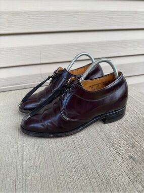Vintage Goodyear Wingfoot Burgundy Derby Leather Dress Shoes Union USA Sz 7.5 D